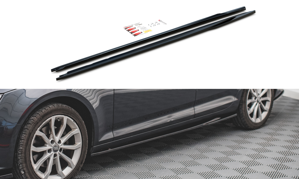 Image of Side Skirts Diffusers Audi A4 Avant B9 - Gloss Black