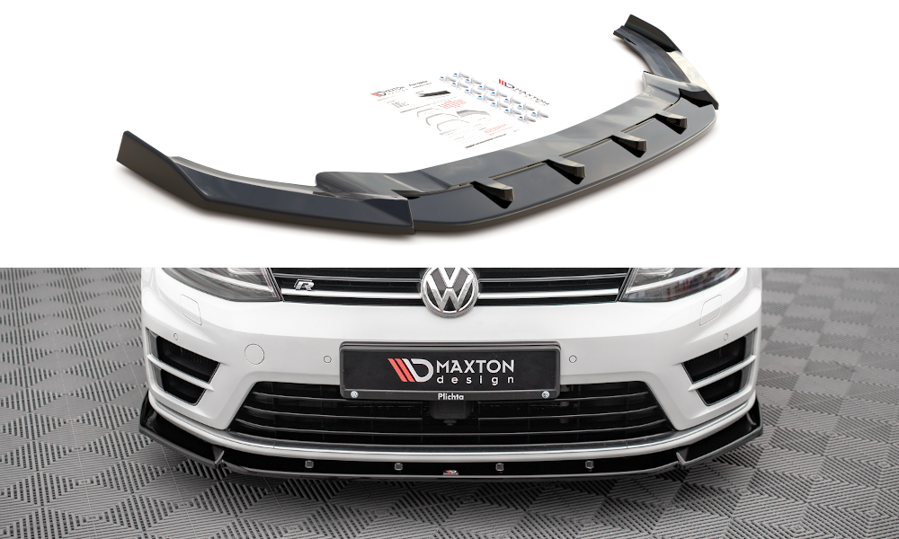 Image of Voorsplitter V.4 Volkswagen Golf R MK7 - Glanzend Zwart