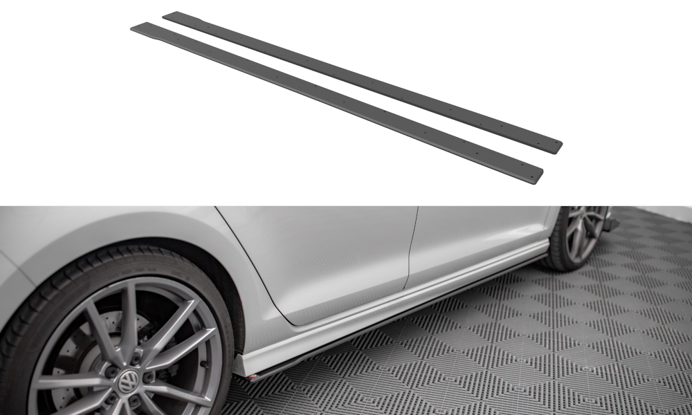 Image of Street Pro Side Skirts Diffusers Volkswagen Golf R MK7-Black