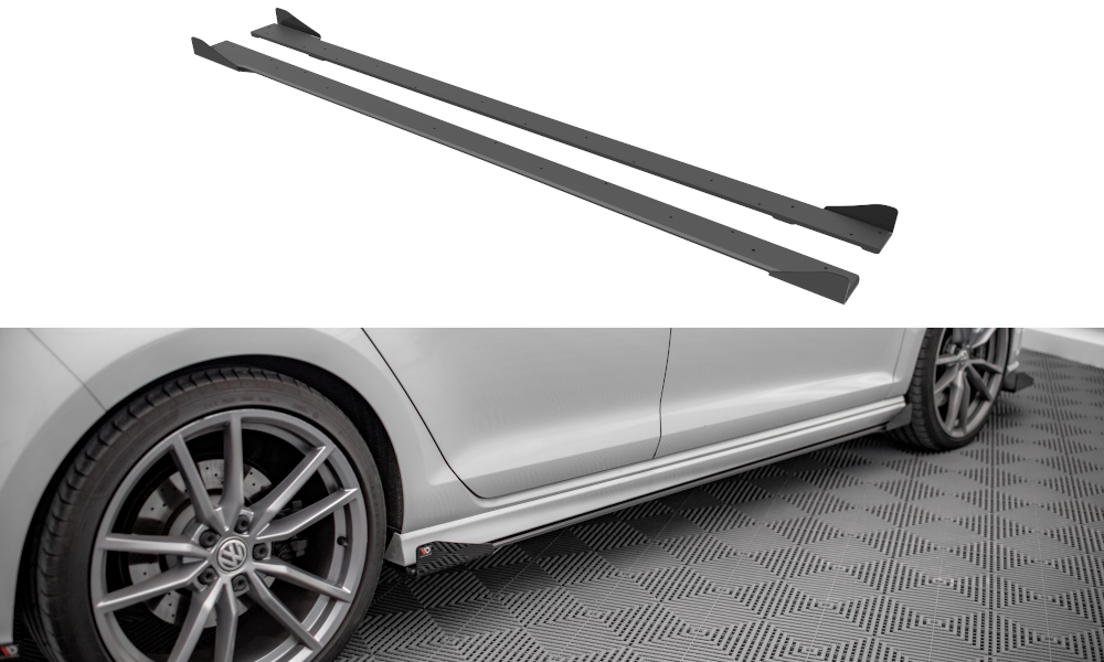 Image of Street Pro Side Skirts Diffusers+Flaps Volkswagen Golf R MK7 V2