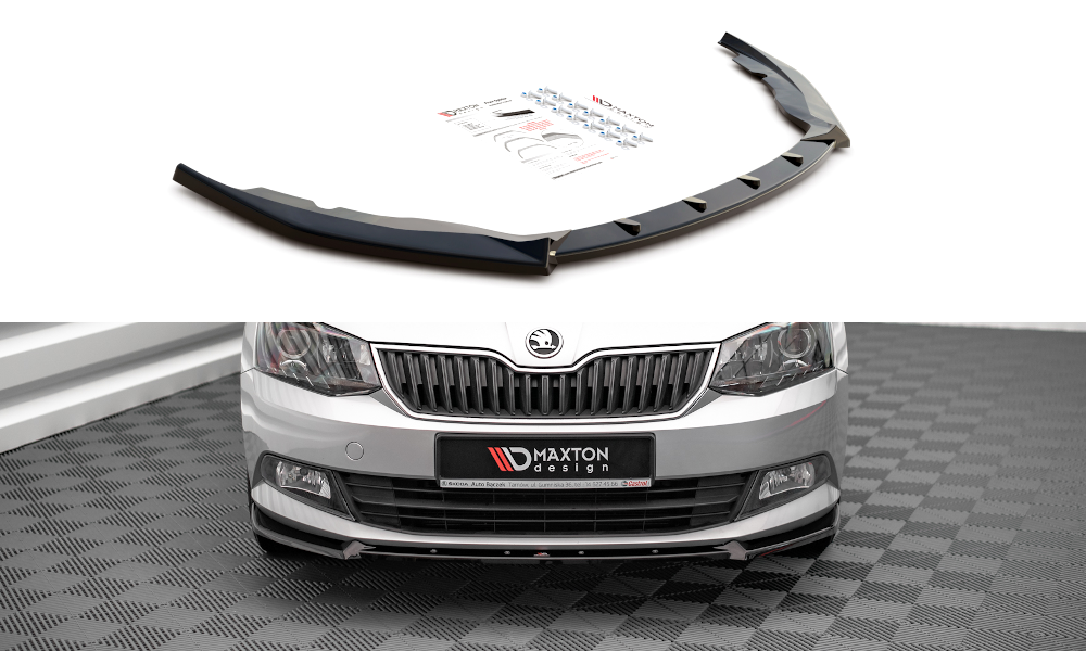 Image of Front Splitter V.1 Skoda Fabia MK3 - Gloss Black