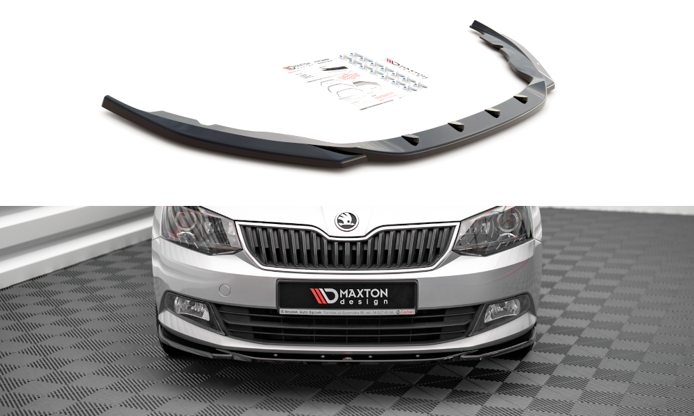 Image of Front Splitter V.2 Skoda Fabia MK3 - Gloss Black