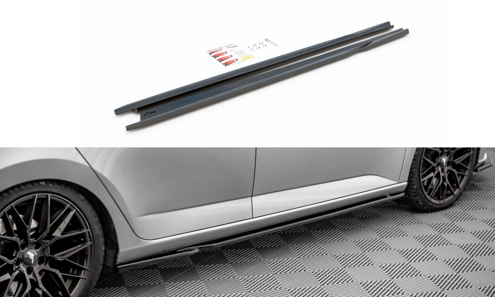 Image of Side Skirts Diffusers Skoda Fabia MK3 - Gloss Black