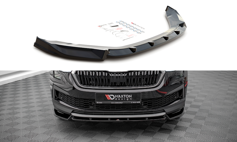 Image of Front Splitter V.1 Skoda Kodiaq MK1 Facelift - Gloss Black