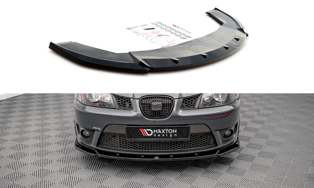 Image of Front Splitter V.2 Seat Ibiza Cupra MK3 - Gloss Black