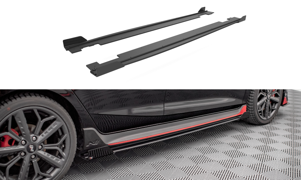 Image of Street Pro Side Skirts Diffusers + Flaps Hyundai I20 N MK3-G V1