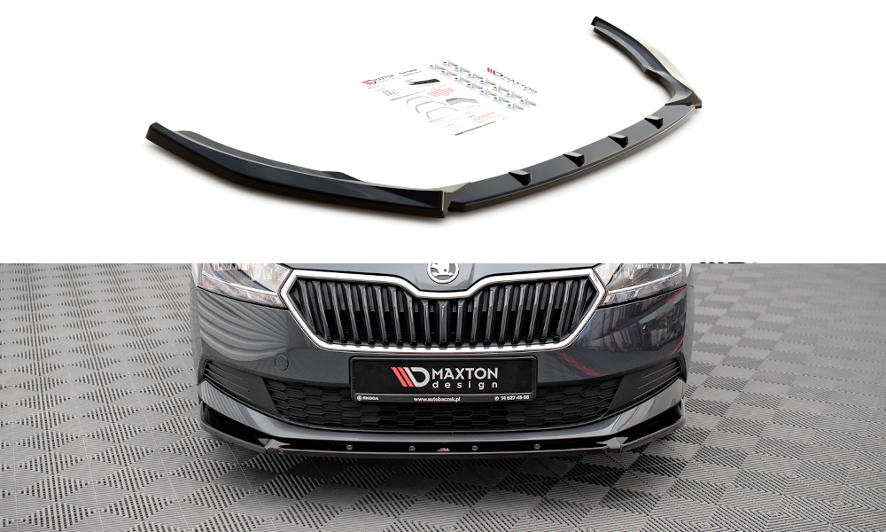 Image of Front Splitter Skoda Fabia MK3 Facelift - Gloss Black