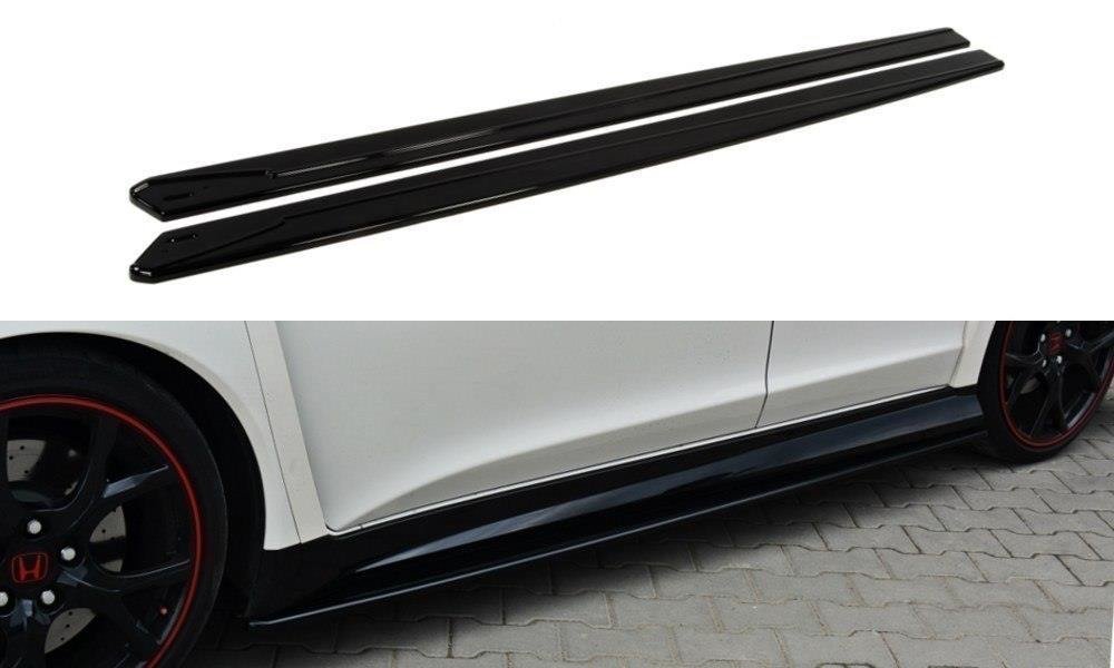 Image of Side Skirts Diffusers Honda Civic Ix Type R - Gloss Black