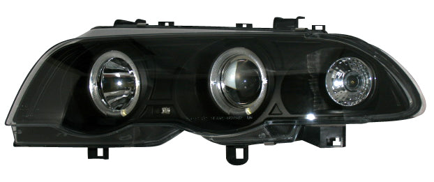 Image of BMW 3 E46 4D 9/98-9/01 Black 1-Piece Angeleye Headlights