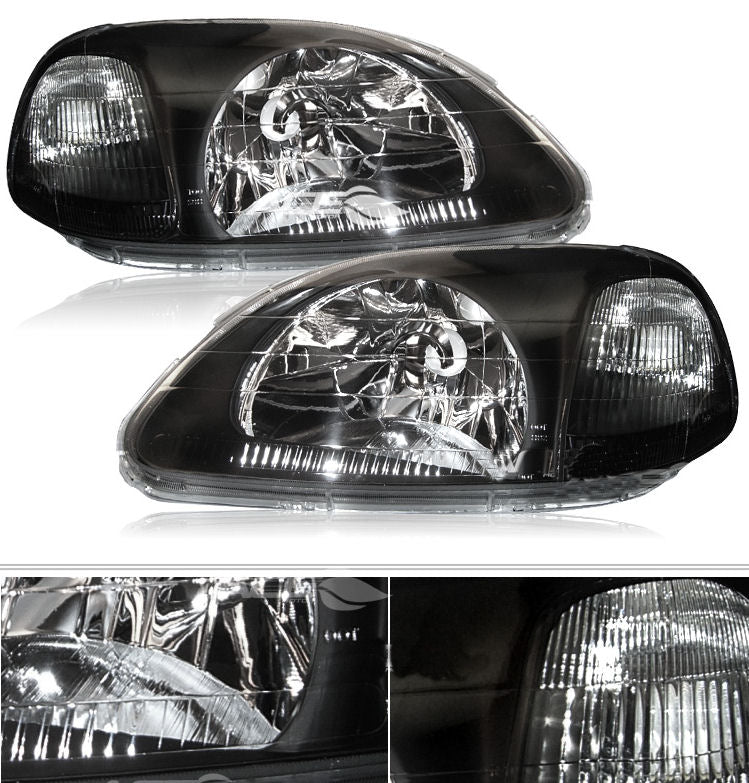 Image of Honda Civic 96-98 Black Headlights Elec. Adjustable +E-Mark
