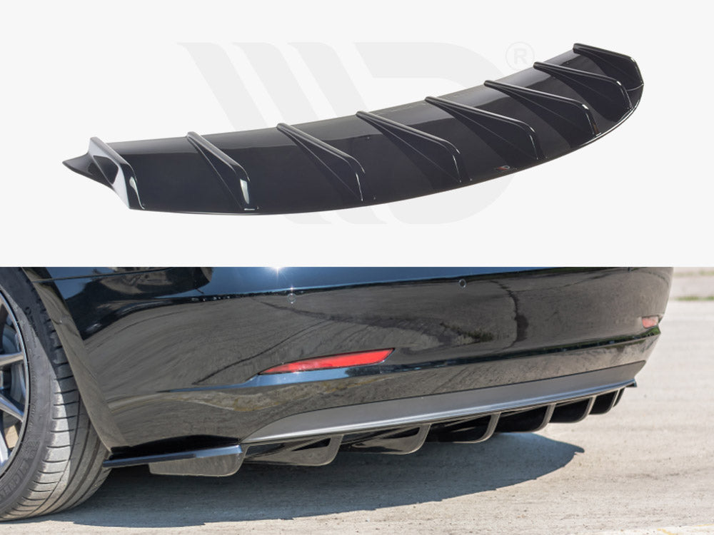 Image of Tesla Model 3 2017+ Achterbumperdiffusor Glanzend Zwart Maxton