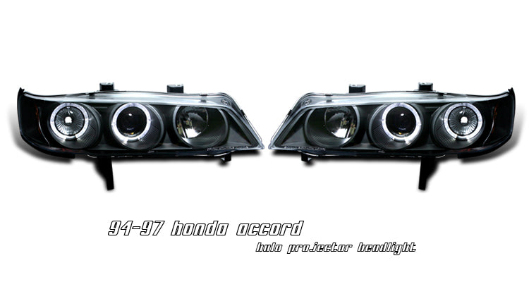 Image of Honda Accord 94-97 2D Black G6 1-Piece Projector Headlights