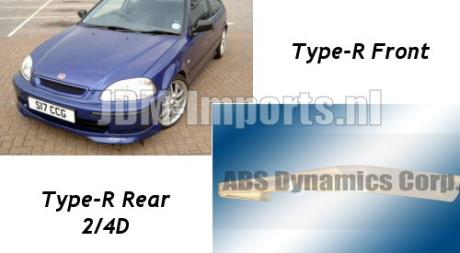 Image of Honda Civic 96-00 2/4D TypeR Front & Rear Lips [SIX]