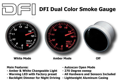DFI-Amber/White-Smoke-Lens-Gauge-52mm---Volt