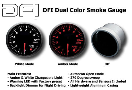 DFI-Amber/White-Smoke-Lens-Gauge-52mm---RPM-Tacho