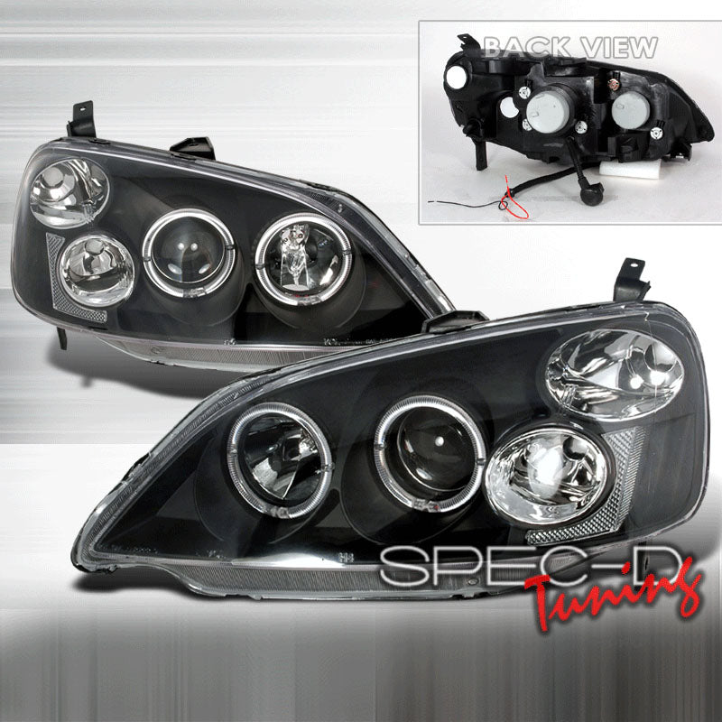Image of Honda Civic 01-03 2D Projector Headlights Black [KS]