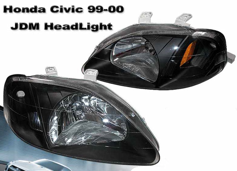 Image of Honda Civic 99-00 JDM Black Headlights [DEPO]