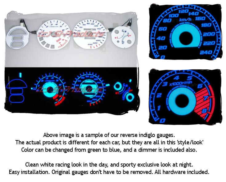 Image of Honda Accord 98-02 CG 7/8 Indiglo achteruitrijmeters (KMH)