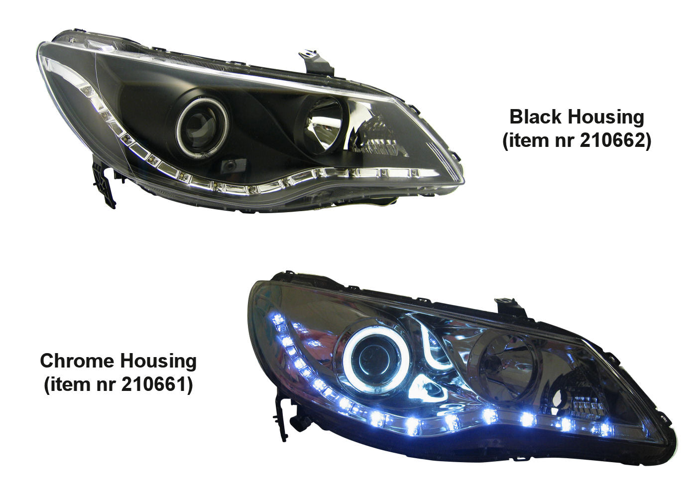 Image of Honda Civic 4D Hybrid 06+ Daydrive LED Headlights Black