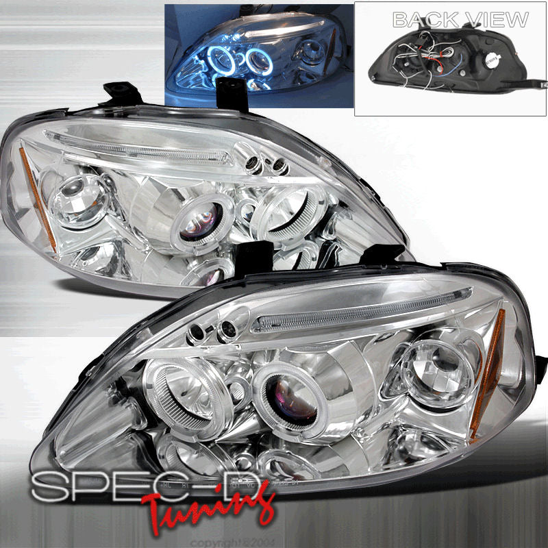 Image of Honda Civic 99-00 LED Projector Headlights Chrome [JY]