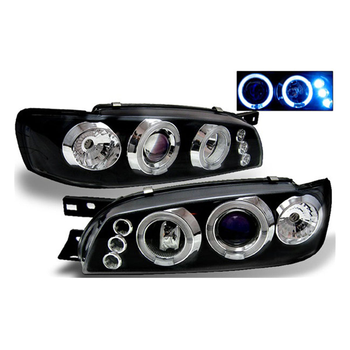 Image of Subaru Impreza 97-01 Black Projector Headlights + LED [JY]