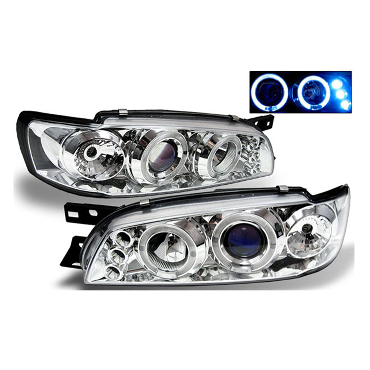 Image of Subaru Impreza 97-01 Chrome Projector Headlights + LED [JY]