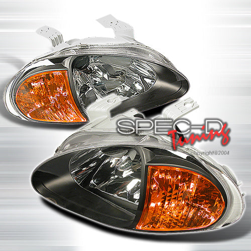 Image of Honda Delsol 92-97 Black/Amber 1-Piece JDM Headlights