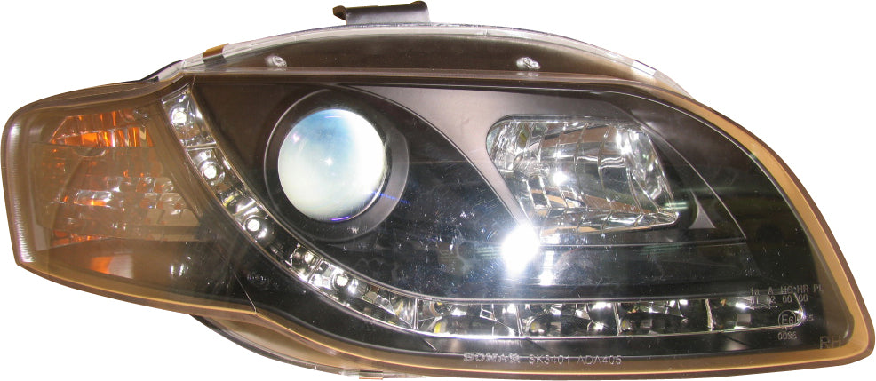 Image of Audi A4 05-08 R8 Style LED-koplampen Zwart V1