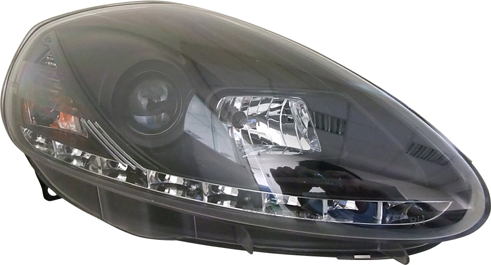 Fiat Grande Punto 05-07 R8 Style LED Headlights Black V1