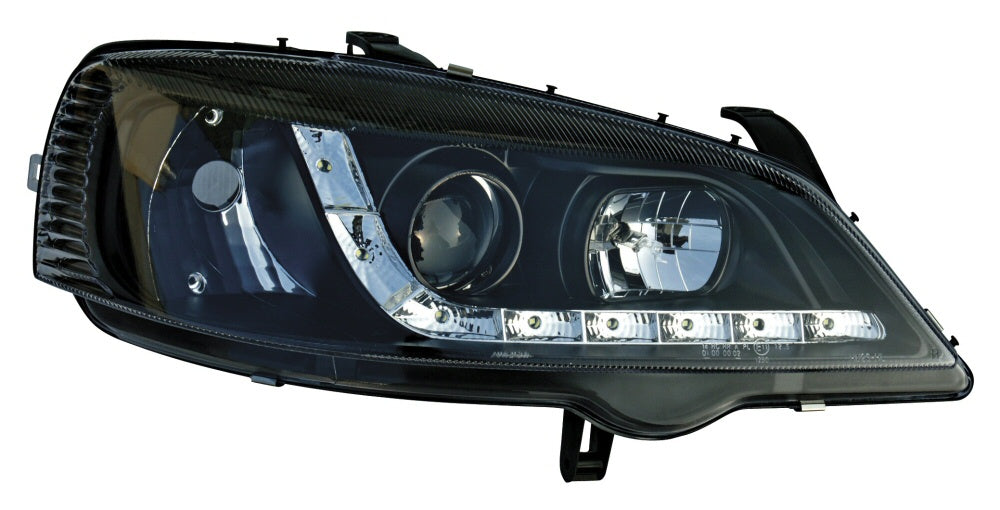 Opel Astra G 98-03 R8 Style LED-koplampen Zwart V1
