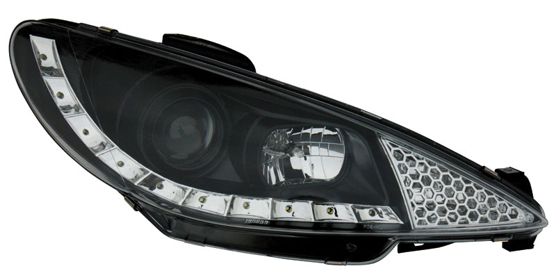 Peugeot 206 99-02 R8 Style LED-koplampen Zwart V2