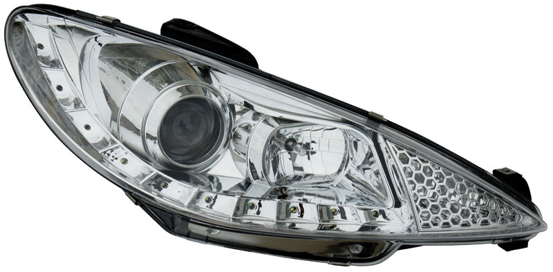 Peugeot 206 02+ R8 Style LED-koplampen Chroom V1