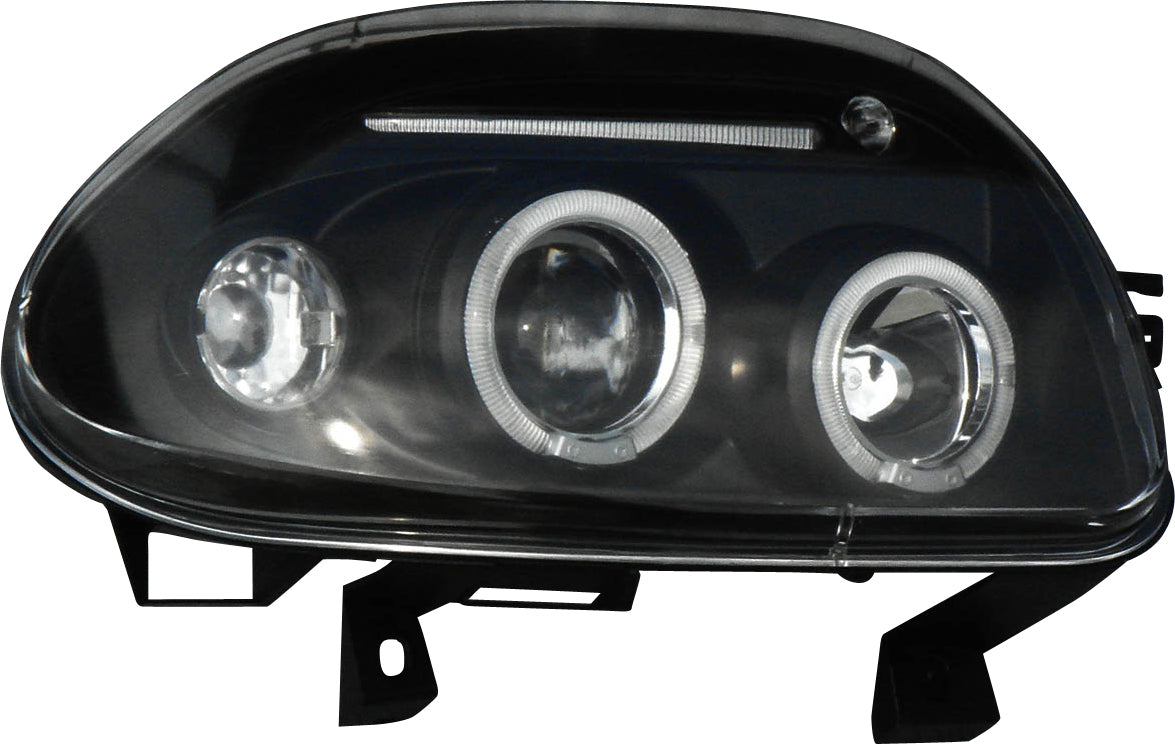 Image of Renault Clio II 98-01 Angel Eye-koplampen Zwart V1