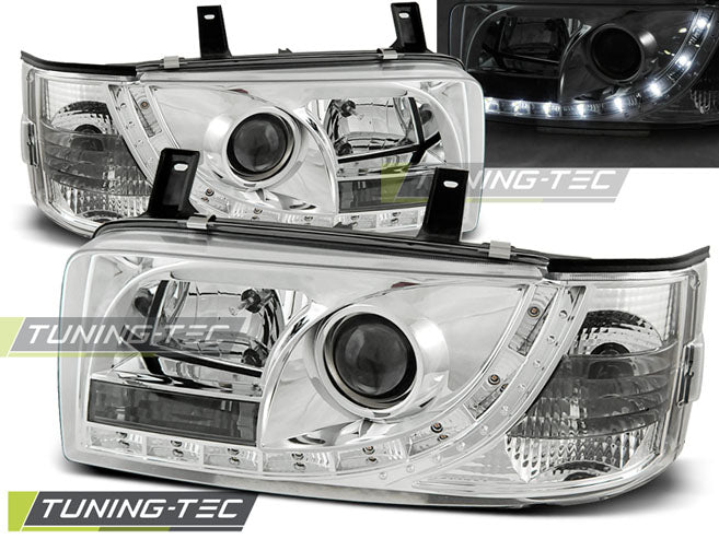 Image of VW T4 90-03 Transporter Headlights Daylight Chrome