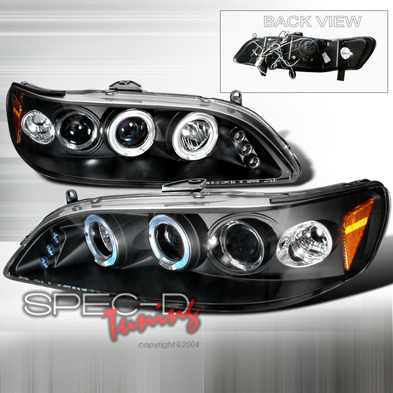 Image of Honda Accord 98-02 2D Headlights 1-Piece Black V2 +LED