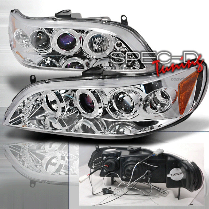 Image of Honda Accord 98-02 2D Headlights 1-Piece Chrome V2 +LED