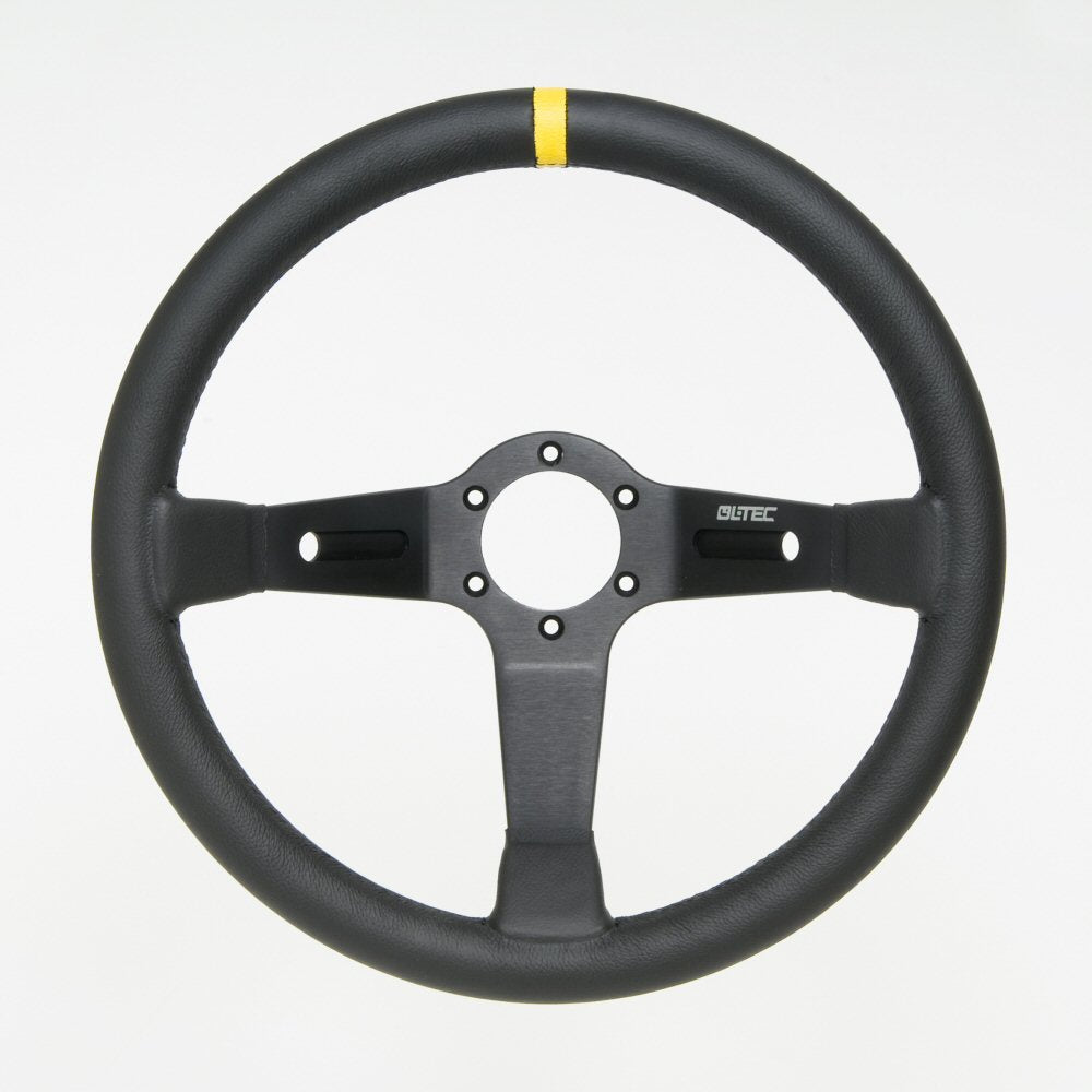 Image of LTEC 3-Spoke Steering Wheel Black Leather 90mm Dish 35cm