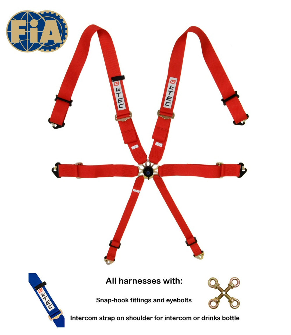 Image of LTEC 6-Point FIA Seatbelt Magnum Full 3 Inch Red