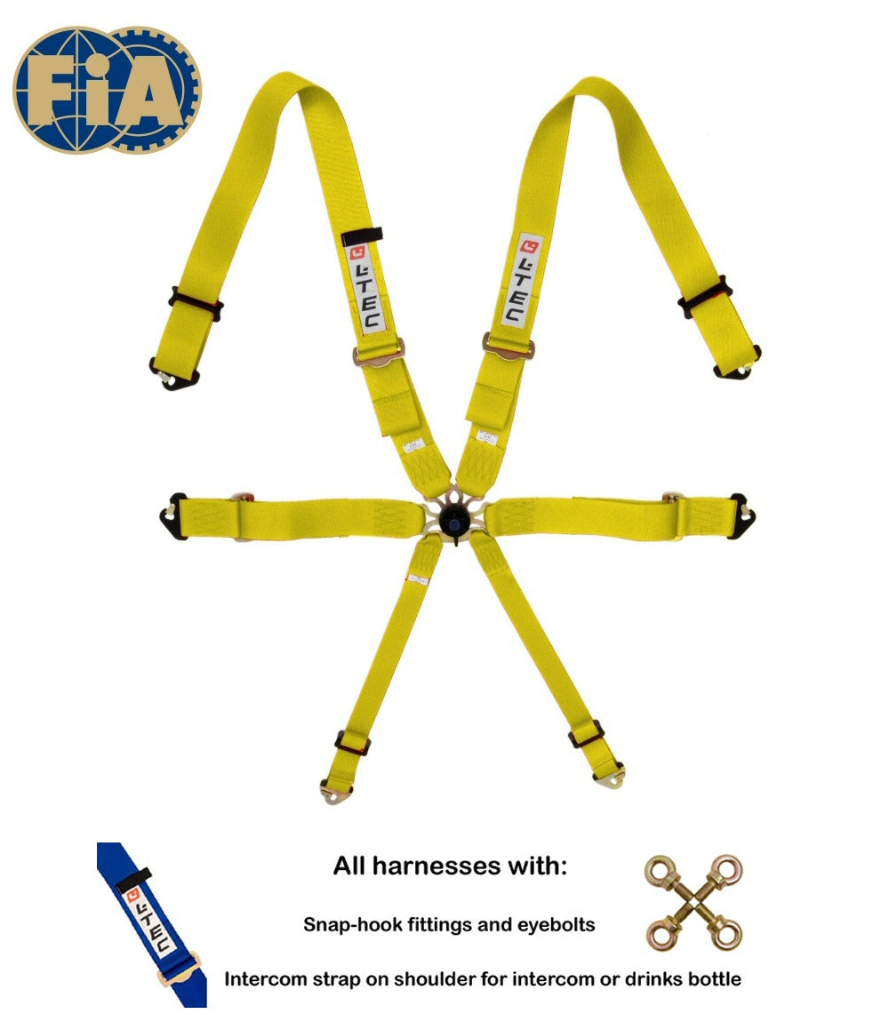 Image of LTEC 6-Point FIA Seatbelt Magnum Full 3 Inch Yellow