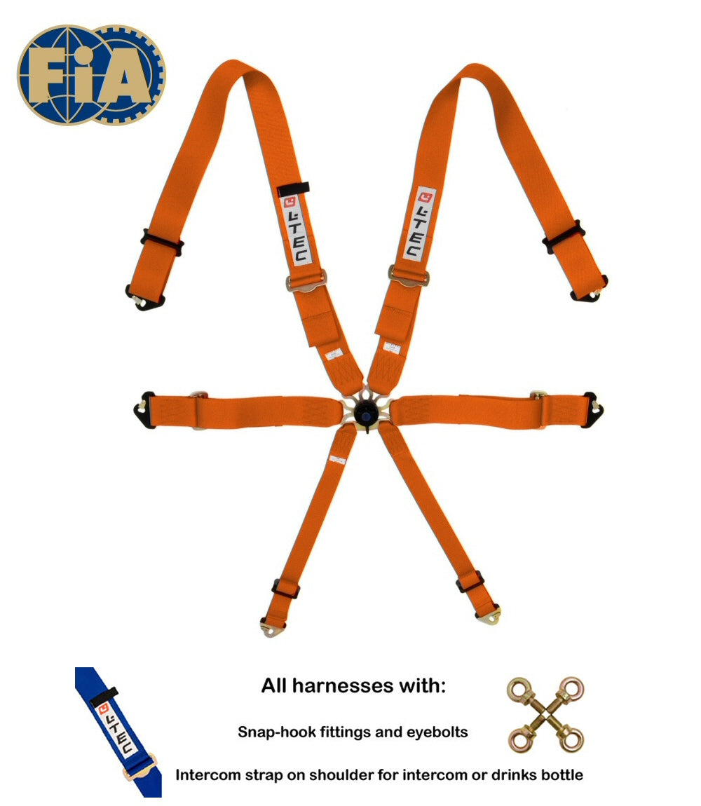 Image of LTEC 6-Point FIA Seatbelt Magnum Full 3 Inch Orange