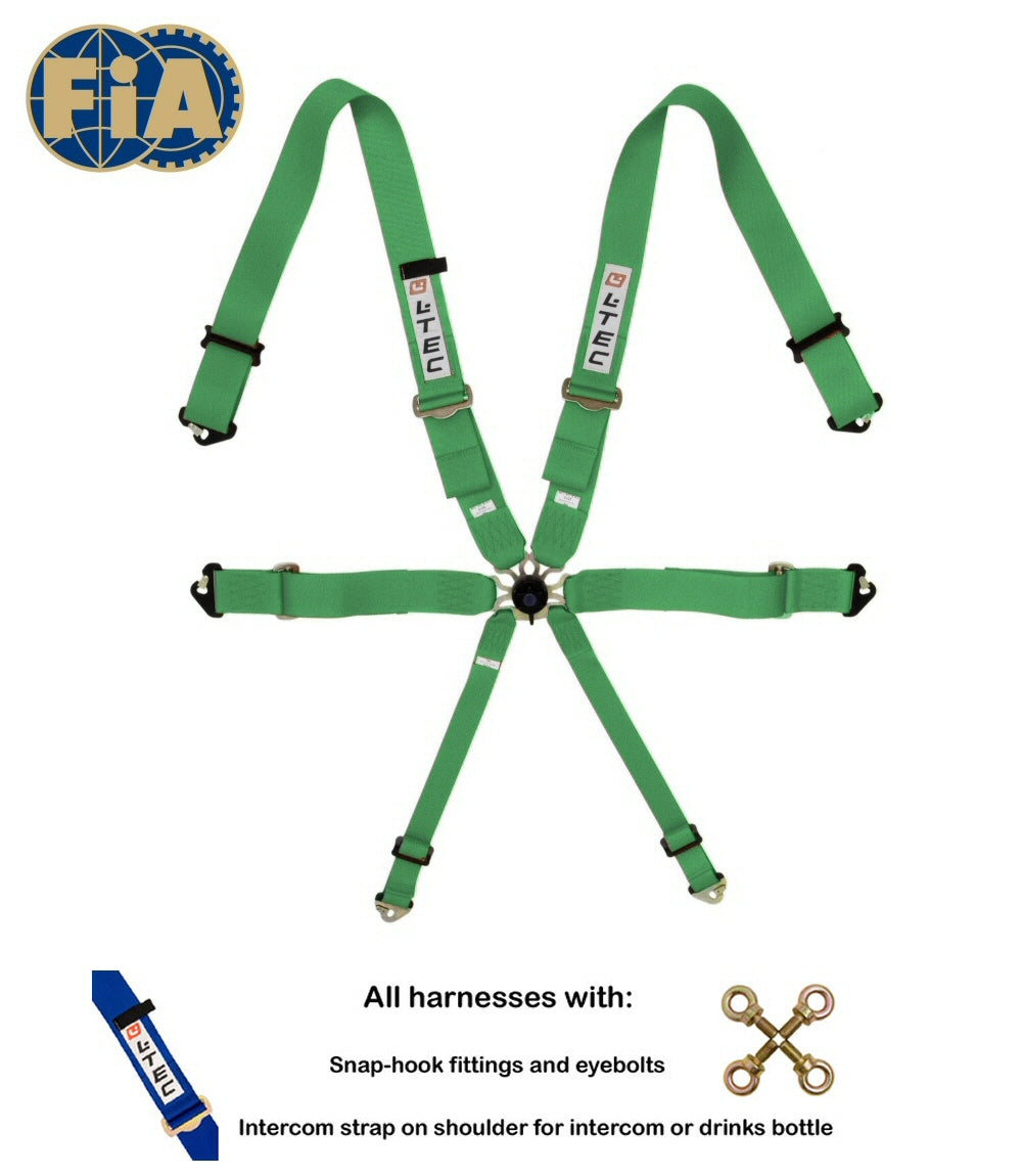 Image of LTEC 6-Point FIA Seatbelt Magnum Full 3 Inch Green