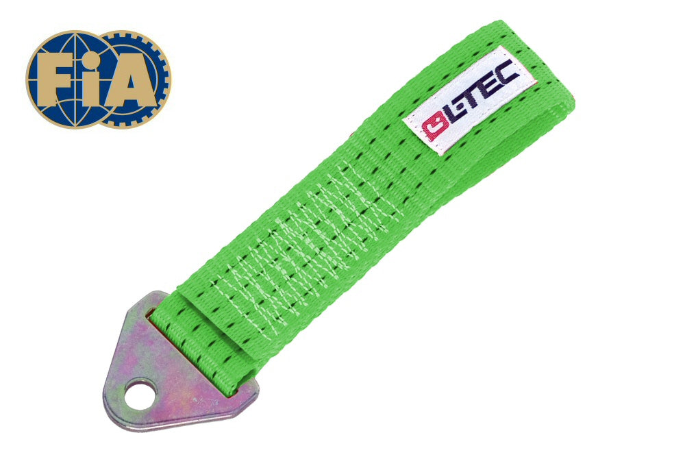 Image of LTEC Tow Hook/Strap 20cm Green - FIA Approved