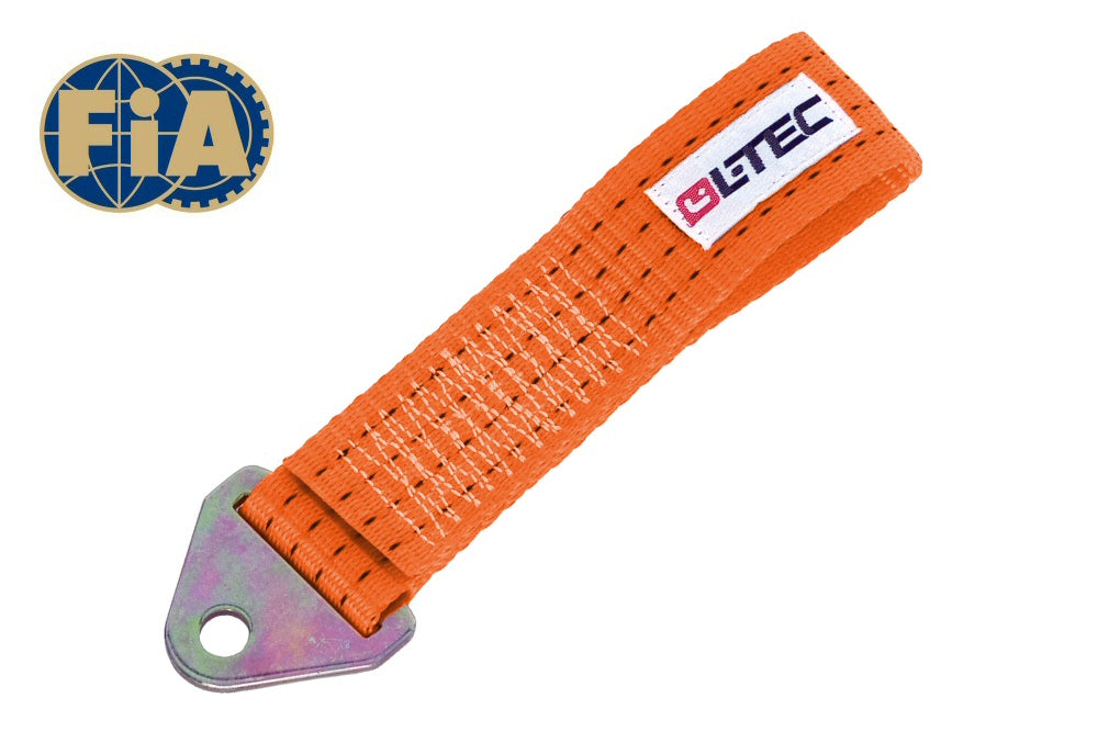 Image of LTEC Tow Hook/Strap 20cm Orange - FIA Approved