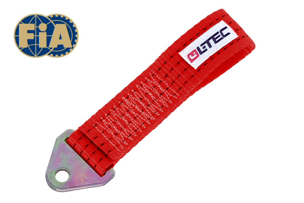 Image of LTEC Tow Hook/Strap 20cm Red - FIA Approved