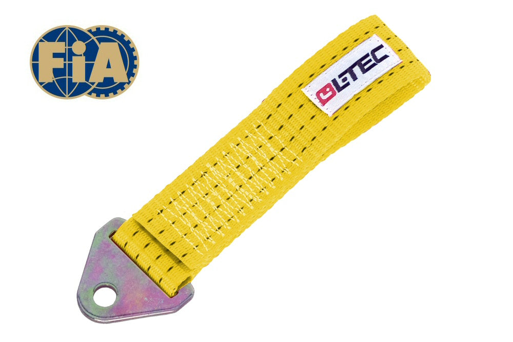 Image of LTEC Tow Hook/Strap 20cm Yellow - FIA Approved