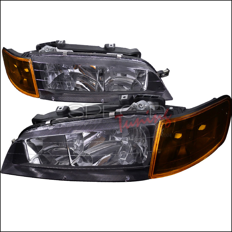 Image of Honda Accord 94-97 2D JDM Headlights Black + Amber Corners