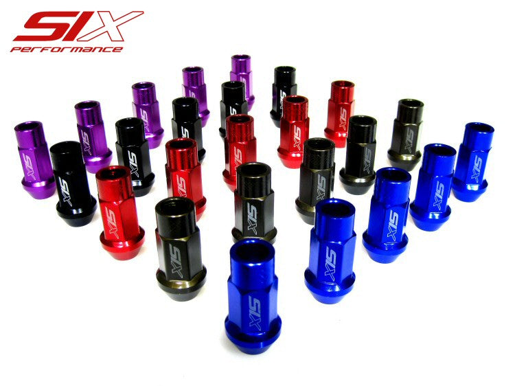 20x-SIX-Lightweight-Aluminium-Lug-Nuts-50mm-12x1.25-Silver