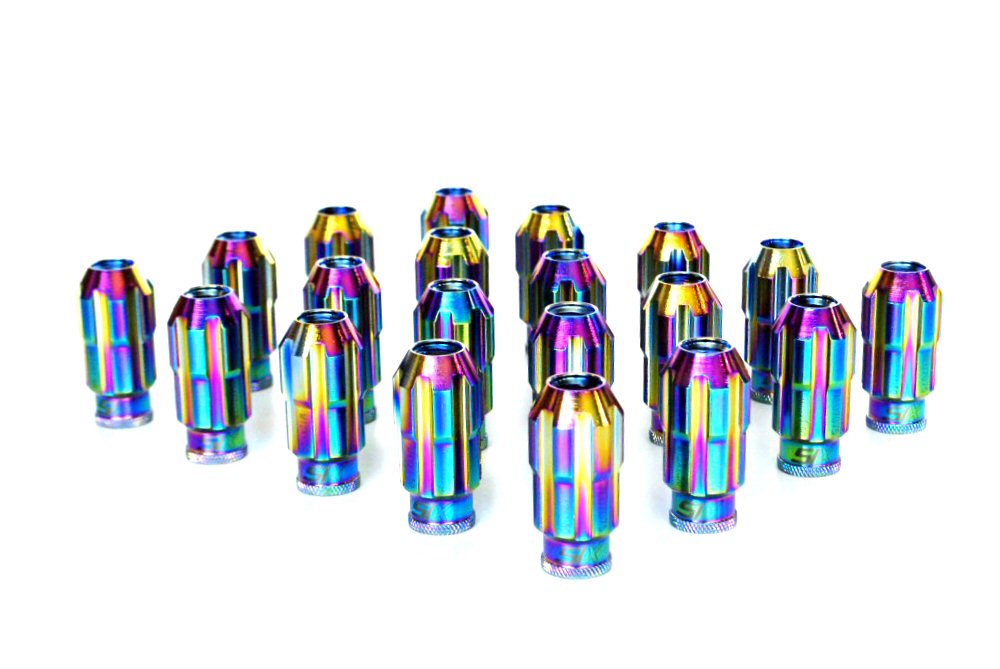 SIX-Lightweight-ALU7075-Lug-Nuts-12x1.25-NeoChrome-AntiTheft