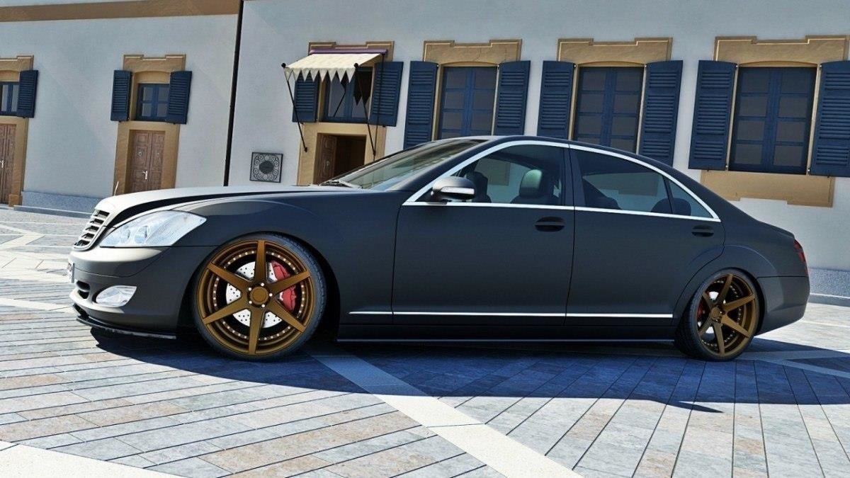 Image of Side Skirts Diffusers Mercedes S-CLass W221 Long - Textured