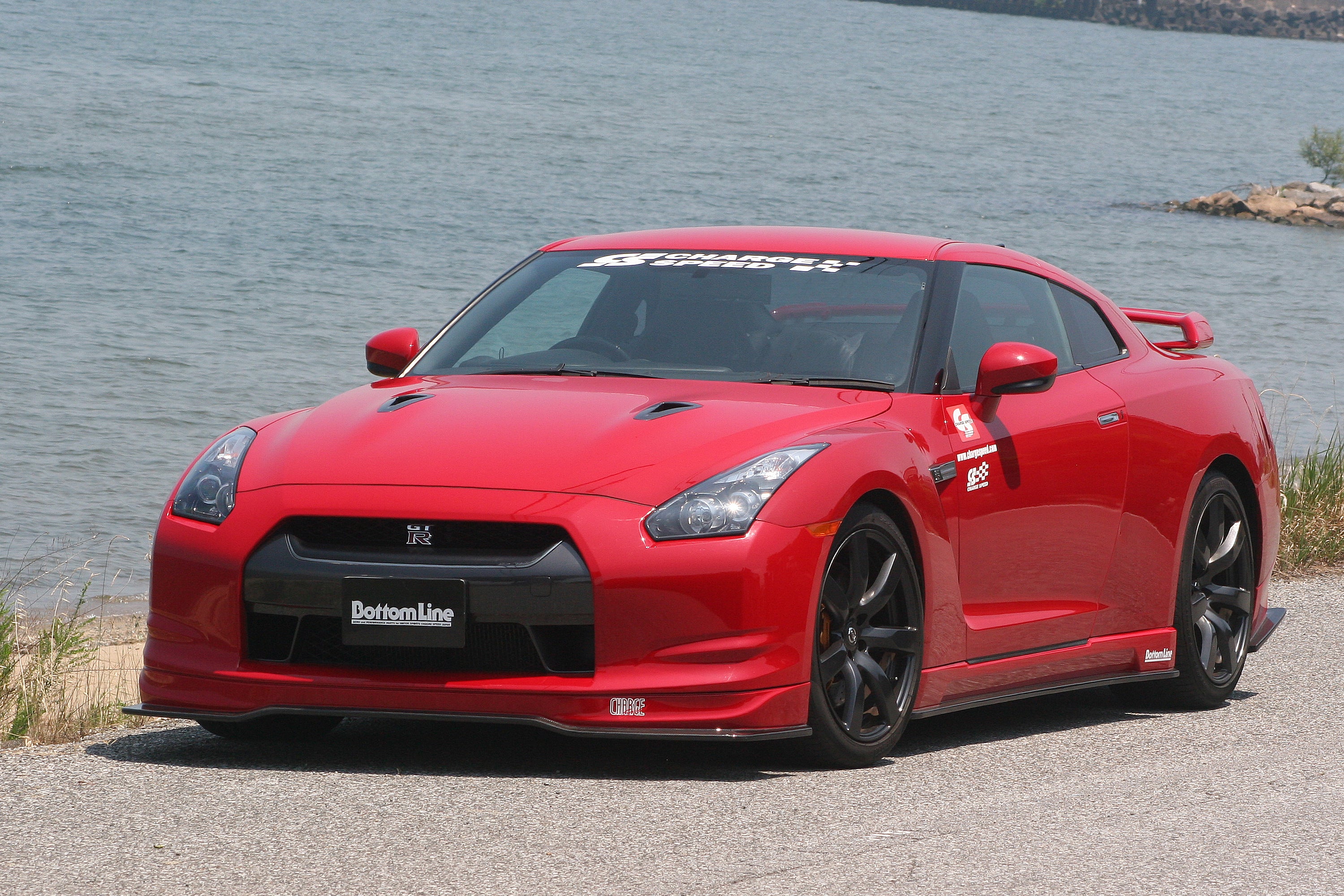 Image of Nissan GTR R35 07-10 BottomLine Front Spoiler (FRP Black)